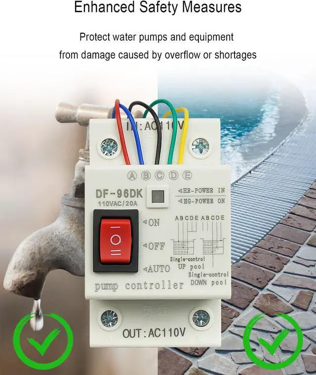 Alt view image 5 of 6 - Automatic Water Level Control Switch for Sump Pump AC 110120V Supply & Drain Controller with 6.5ft Sensor for Automatic Water Level Management
