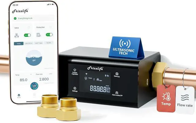 Main image of LP365 Smart Water Monitor and Automatic Shutoff Valve - 0.01GPM Ultrasonic Micro Leak Detection, APP Wi-Fi Remote Control, Real-Time Flow/Temp Alarm, 24/7 Water Usage Reports, 3/4" and 1"