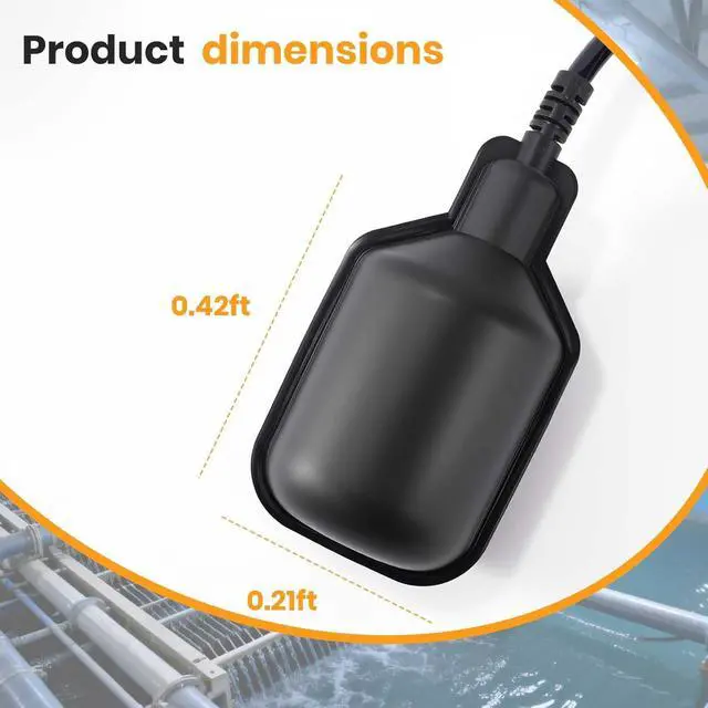 Alt view image 4 of 6 - Plugless Float Switch, IP68 Waterproof Automatic Water Level Controller, Adjustable Counterweight, 0.75mm² Copper Wire, 13FT Cord, 220V 4A for Sump Pump, Septic Tank, Pond, Water Tank,Sewage