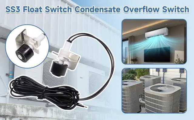 Alt view image 7 of 7 - SS3 Float Switch Condensate Overflow Switch Replace 97647 for HVAC Drain Pan Condensate for Installation on Primary and Auxiliary Drain Pans (10Pack)