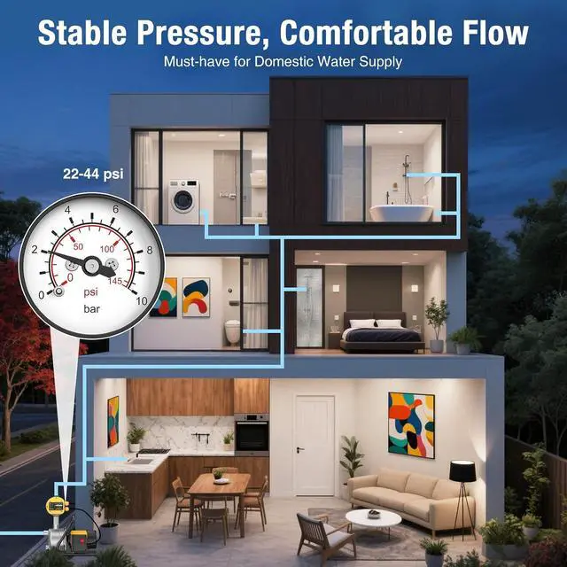 Alt view image 6 of 7 - Smart Pressure Switch with Gauge for Well Pump, Automatic Water Pumps Switch, Dry-running Protection for Submersible/Shallow Well/Garden/Jet/Self-priming Pump, Power&Pump Cable Included, 110V-120V