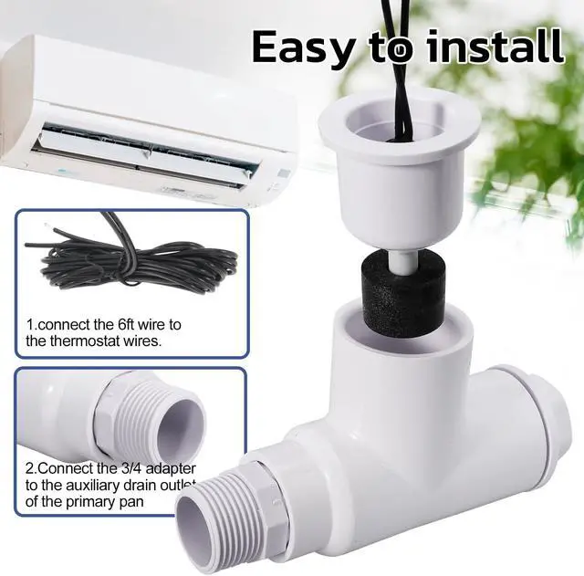 Alt view image 4 of 7 - SS1 Float Switch Condensate Overflow Switch with 3/4 Inch Adaptor and 6FT Wire for HVAC Drain Pan Condensate for condensate Overflow Detection (15PCS)