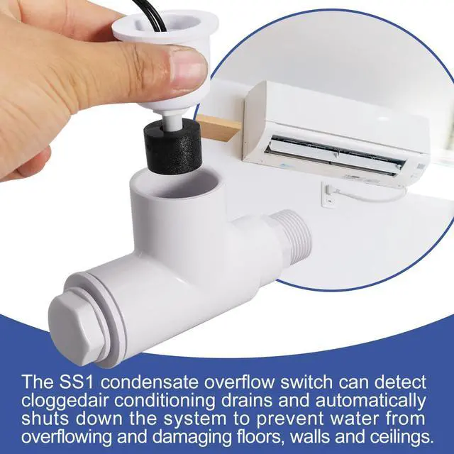 Alt view image 7 of 7 - SS1 Float Switch Condensate Overflow Switch with 3/4 Inch Adaptor and 6FT Wire for HVAC Drain Pan Condensate for condensate Overflow Detection (15PCS)