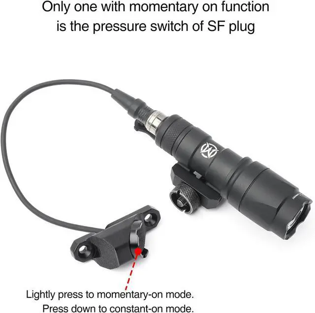 Alt view image 2 of 7 - Remote Pressure Switch, Tactical Flashlight Weapon Light Switch with SF Plug for M300 M600 Scout Light, Aluminium Alloy Switch Fit for Mlok/Keymod Rail