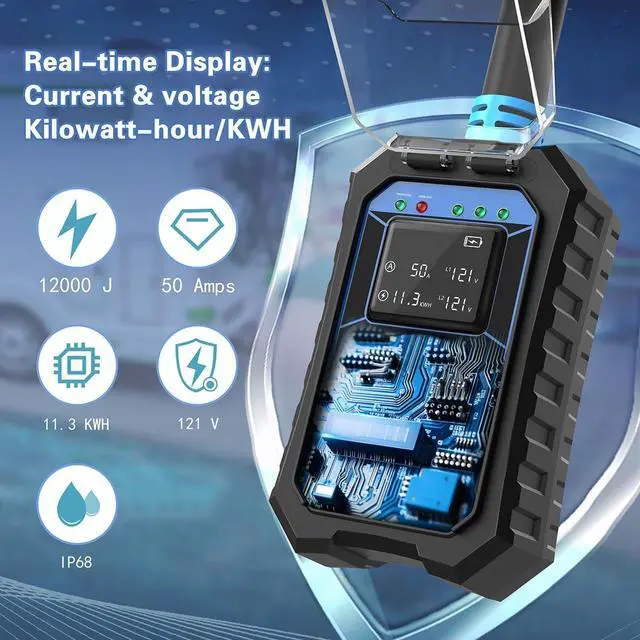Alt view image 4 of 7 - RV Surge Protector 50 Amp Smart RV Circuit Analyzer With LED Real-time Display voltage current KWH 12000 Joules Portable Waterproof RV Surge Protector for Camper Travel Trailer Rv Accessories