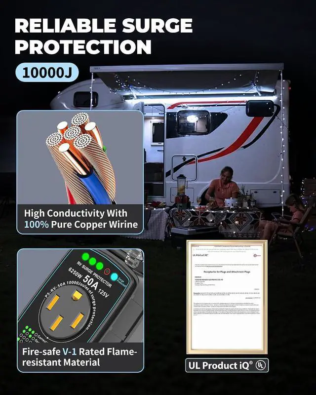 Alt view image 5 of 7 - Bluetooth Smart RV Surge Protector 30Amp EPO | KWH Meter|Rv Surge Protector Circuit Analyzer App Control, Auto-Reconnection, Built-in Buzzer, Replaceable Module UL Listed (RV Surge-50A)