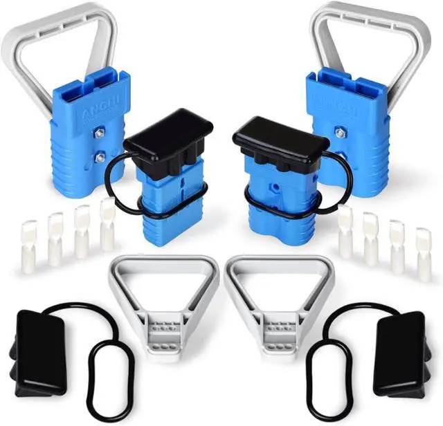 Main image of Kit 350 Amp 4Pcs Connectors Plugs 350A Quick Connect Disconnect 600 V+ 4 Pcs 350 amp Handle Battery Power Connector+4 Pcs Cover Dust (350A Blue 4Pcs 2/0AWG)