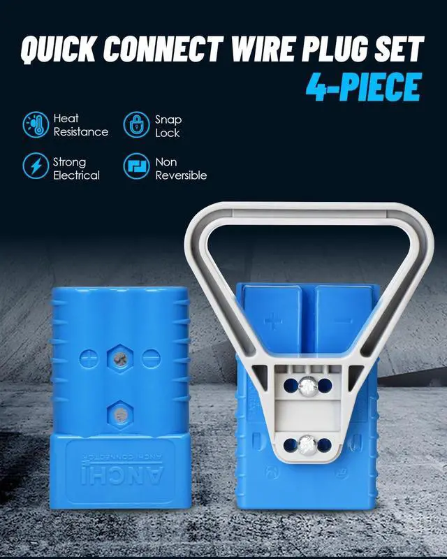 Alt view image 2 of 7 - Kit 350 Amp 4Pcs Connectors Plugs 350A Quick Connect Disconnect 600 V+ 4 Pcs 350 amp Handle Battery Power Connector+4 Pcs Cover Dust (350A Blue 4Pcs 2/0AWG)