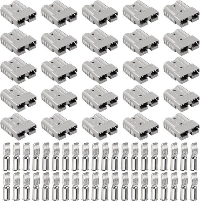Main image of 20PCS 50A Battery Quick Connect/Disconnect Kit 10-12 AWG,50 Amp 600V Connector Kit for Recovery Winch, Forklift, Towing Systems and Solar Applications