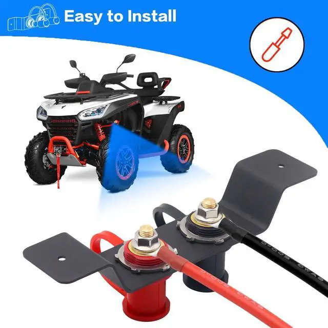 Alt view image 5 of 6 - Battery Jump Post Waterproof Remote Battery Terminals with Heavy Duty Mounting Bracket UTV/ATV Battery Relocation Kit Battery Chargeing Post for Marine Car RV Truck