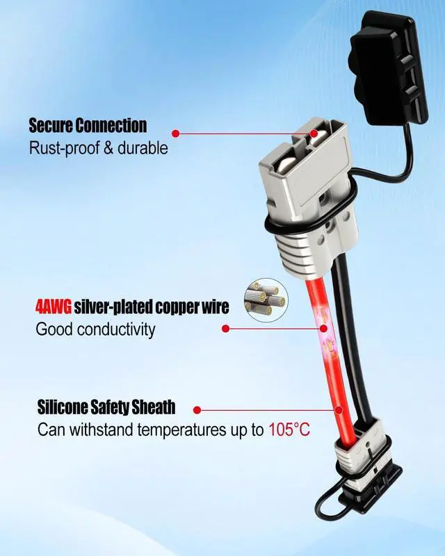 Alt view image 4 of 6 - SB350-SB175 SB350 Gray to SB175 Gray Anderson Adapter Cable, 1FT 1/0 AWG Heavy-Duty Anderson Connector Adapter, Battery Quick Connect Harness for Solar Generator Inverter Winch Truck RV