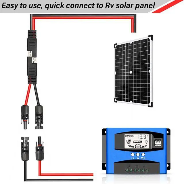 Alt view image 7 of 7 - Solar Panel to SAE Adapter Cable - 20FT 10AWG Solar Extension Cable for RV Solar Panel Caravan Battery Charger Kit with SAE Polarity Reverse Adapter