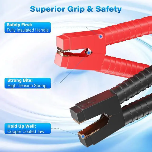 Alt view image 2 of 7 - 4 Gauge Jumper Cables 15 FT for Car Battery, 4 AWG Heavy Duty Long Automotive Booster Wire, 600 Amp Emergency Starting Cable for Cars SUV Truck Vans RV With Alligator Clamps, Carrying Strap