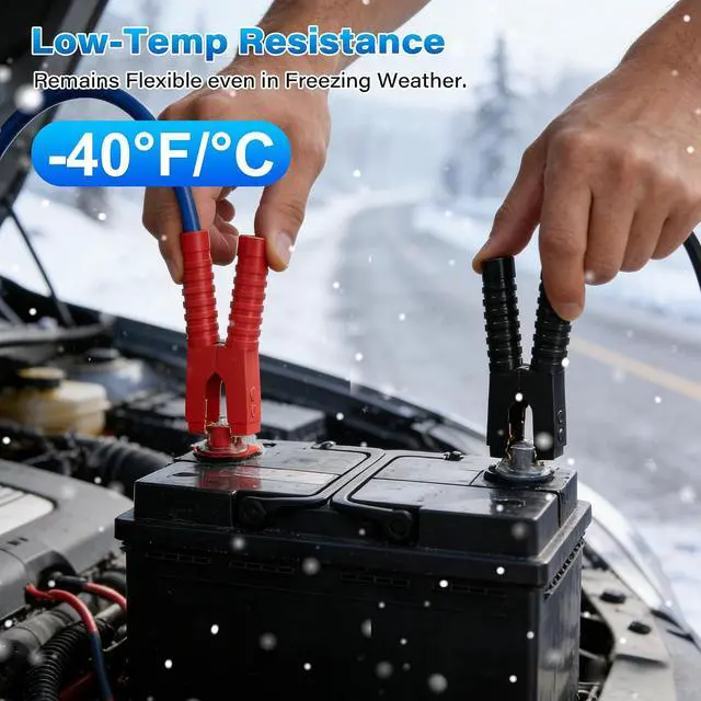 Alt view image 3 of 7 - 4 Gauge Jumper Cables 15 FT for Car Battery, 4 AWG Heavy Duty Long Automotive Booster Wire, 600 Amp Emergency Starting Cable for Cars SUV Truck Vans RV With Alligator Clamps, Carrying Strap