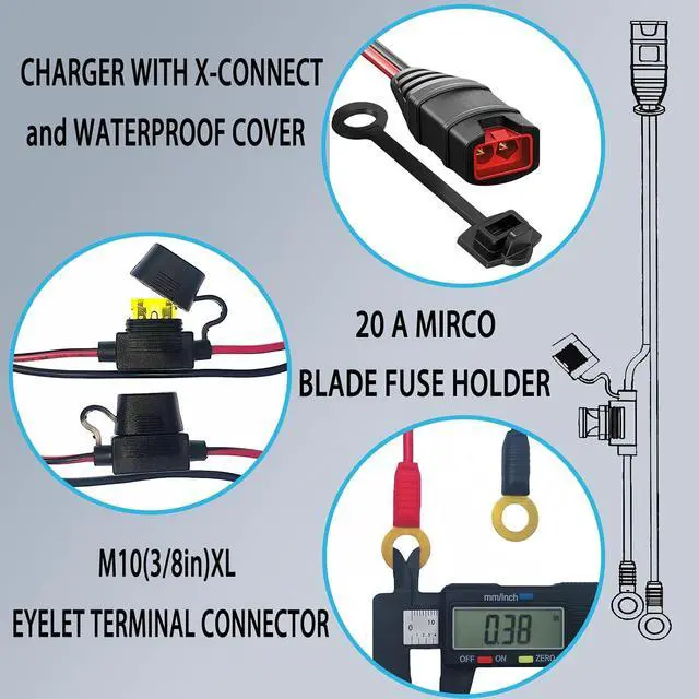 Alt view image 2 of 5 - (6 Pack) GC008 X-Connect fit for NOCO Battery Charger Accessories Cables,M10 (3/8in) XL Eyelet Terminal,Replacement NOCO Battery Connector Smart Batteries Trickle Charger Cable