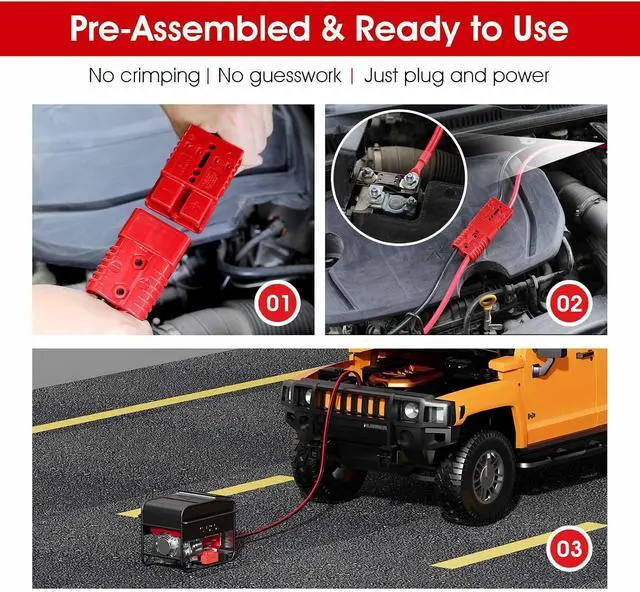 Alt view image 5 of 7 - Winch Quick Connect Power Cable 4AWG 24FT Heavy Duty Extension with Battery Quick Connector & Silver Terminal UL1015 Tinned Copper Wire for RV, Off-Road, Trailer, Solar, Battery Systems