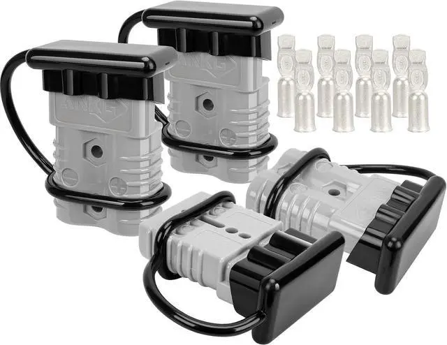 Main image of 4PCS 2/0-1/0 Gauge 350Amp Battery Quick Disconnect,12v-36v Batteries Quick Connect/Disconnect Plug Kit,Jumper Cable Plug Connectors for Recovery Winch, Forklift,Towing Systems(Gray with Cover)