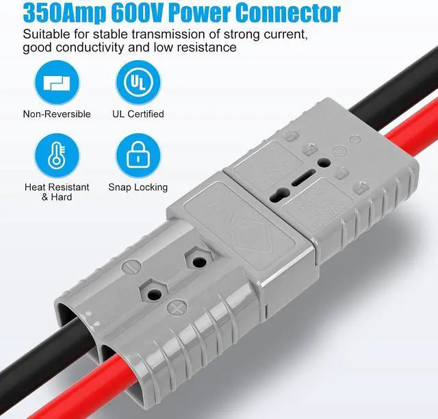 Alt view image 2 of 7 - 4PCS 2/0-1/0 Gauge 350Amp Battery Quick Disconnect,12v-36v Batteries Quick Connect/Disconnect Plug Kit,Jumper Cable Plug Connectors for Recovery Winch, Forklift,Towing Systems(Gray with Cover)
