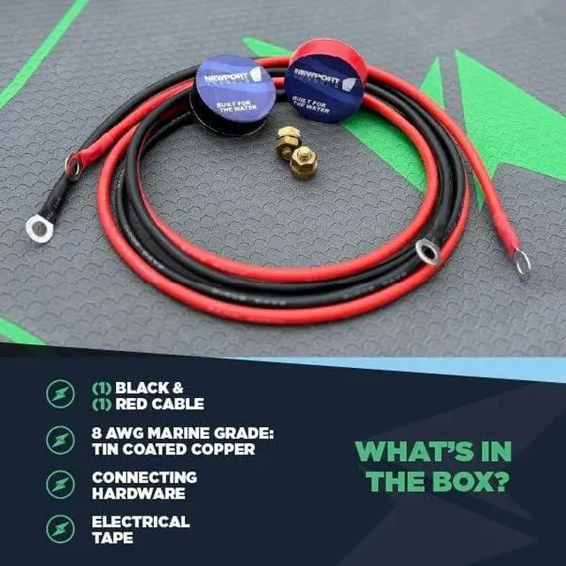 Alt view image 4 of 7 - Newport 10ft Trolling Motor Battery Cable Extension Kit 8AWG Marine-Grade Wire Includes Connectors, Terminals & Heat Shrink Compatible with All Newport Motors
