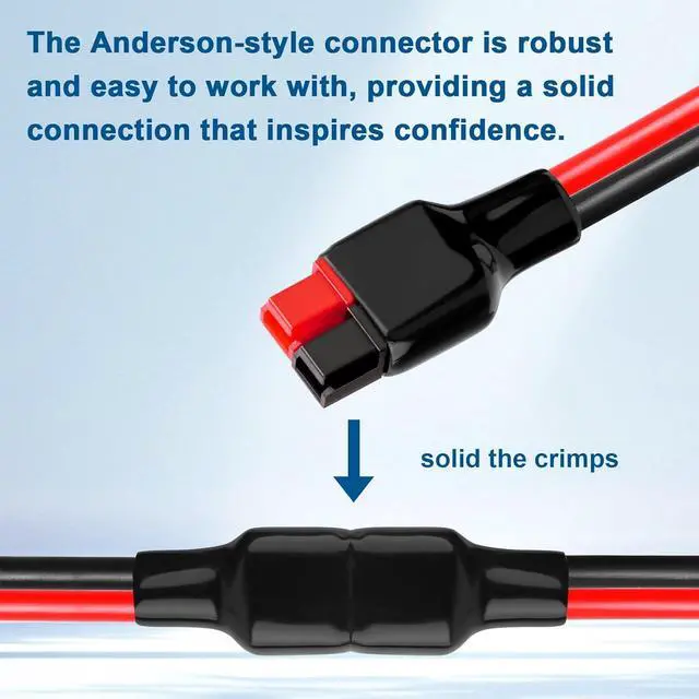 Alt view image 2 of 5 - 10AWG Anderson-Style Extension Cable 50FT, Anderson-Style 30A Connectors, Tinned Copper with PVC Jacket, Power Connect/Disconnect for Solar Panels, RVs, and Battery Systems