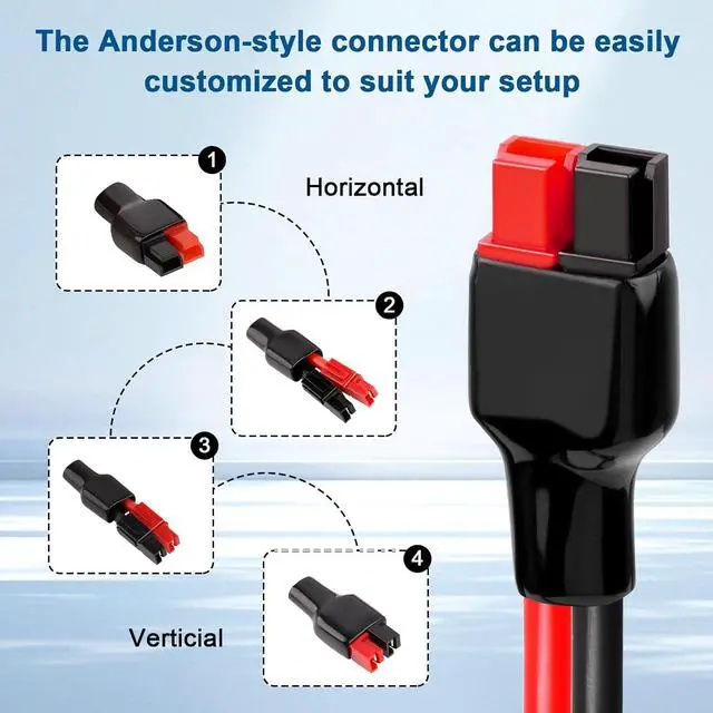 Alt view image 4 of 5 - 10AWG Anderson-Style Extension Cable 50FT, Anderson-Style 30A Connectors, Tinned Copper with PVC Jacket, Power Connect/Disconnect for Solar Panels, RVs, and Battery Systems