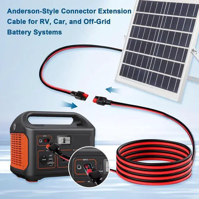 Alt view image 5 of 5 - 10AWG Anderson-Style Extension Cable 50FT, Anderson-Style 30A Connectors, Tinned Copper with PVC Jacket, Power Connect/Disconnect for Solar Panels, RVs, and Battery Systems