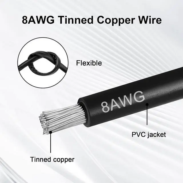 Alt view image 2 of 5 - 8AWG Battery Quick Connect Cable 10 FT, 50 Amp Anderson-Style Connector to O-Ring Terminal, for Solar, RV, EV, and Backup Power Systems