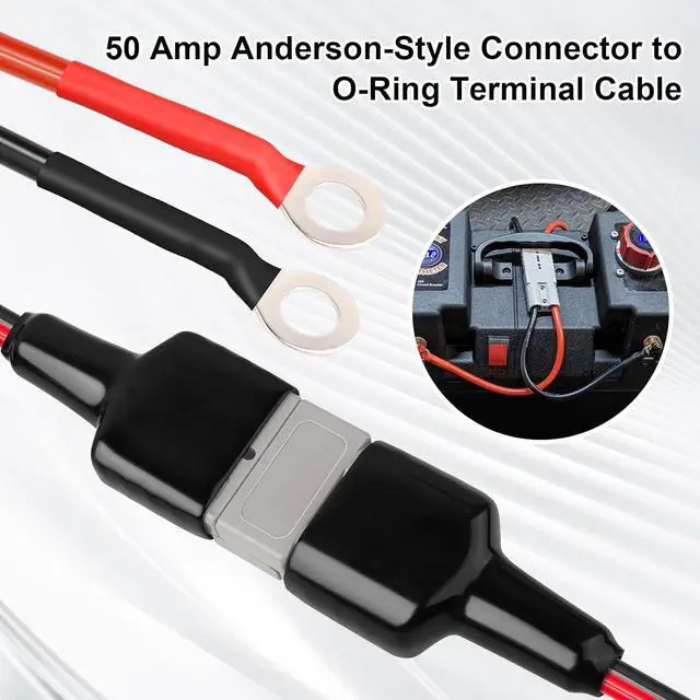 Alt view image 3 of 5 - 8AWG Battery Quick Connect Cable 10 FT, 50 Amp Anderson-Style Connector to O-Ring Terminal, for Solar, RV, EV, and Backup Power Systems