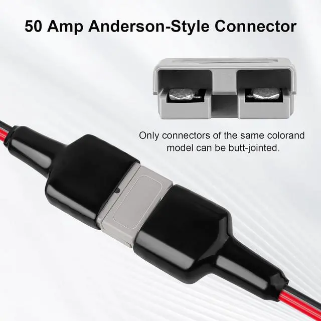Alt view image 4 of 5 - 8AWG Battery Quick Connect Cable 10 FT, 50 Amp Anderson-Style Connector to O-Ring Terminal, for Solar, RV, EV, and Backup Power Systems