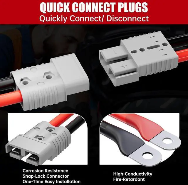 Alt view image 2 of 7 - 0 Gauge 30 FT Heavy Duty Jumper Cables for Car Battery, 1000Amp Quick Connect Booster Cables for Jump Starting Dead or Weak Batteries, Suitable for 8L Gas & 6L Diesel, Carrying Bag Included