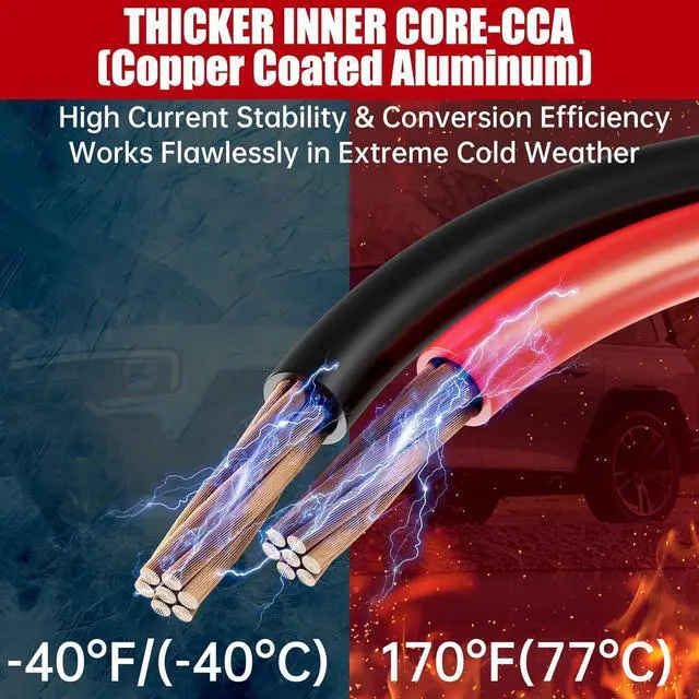 Alt view image 3 of 7 - 0 Gauge 30 FT Heavy Duty Jumper Cables for Car Battery, 1000Amp Quick Connect Booster Cables for Jump Starting Dead or Weak Batteries, Suitable for 8L Gas & 6L Diesel, Carrying Bag Included