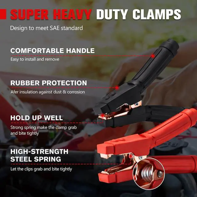Alt view image 4 of 7 - 1 Gauge 25 FT Quick Connect Jumper Cables, 1000A Heavy Duty Booster Cables with Travel BagBattery Jumper Cable for Truck, Diesel Trucks, SUV and Car