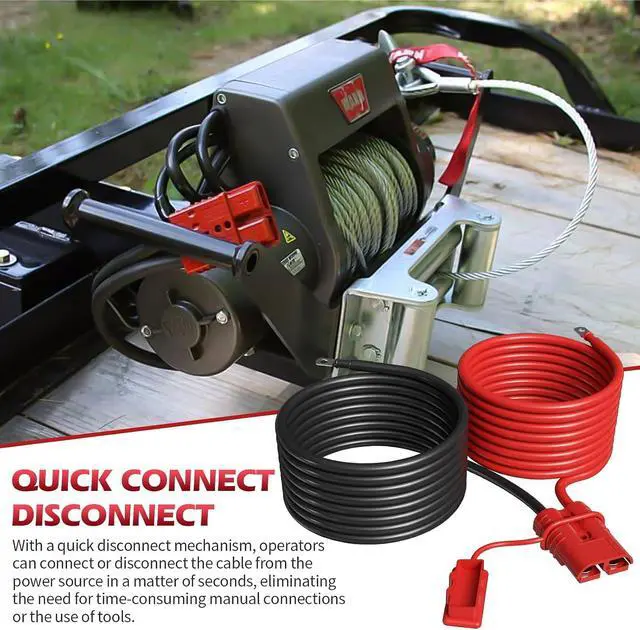 Alt view image 3 of 7 - 7 FT Quick Disconnect Winch Power Cable, 4 Gauge 4 AWG Copper Wiring, Quick Connect and Disconnect Cables Heavy Duty Battery Wiring Kit