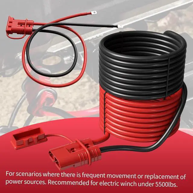 Alt view image 4 of 7 - 7 FT Quick Disconnect Winch Power Cable, 4 Gauge 4 AWG Copper Wiring, Quick Connect and Disconnect Cables Heavy Duty Battery Wiring Kit