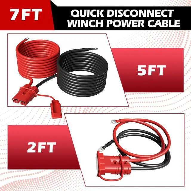 Alt view image 2 of 7 - 7 FT Quick Disconnect Winch Power Cable, 4 Gauge 4 AWG Copper Wiring, Quick Connect and Disconnect Cables Heavy Duty Battery Wiring Kit