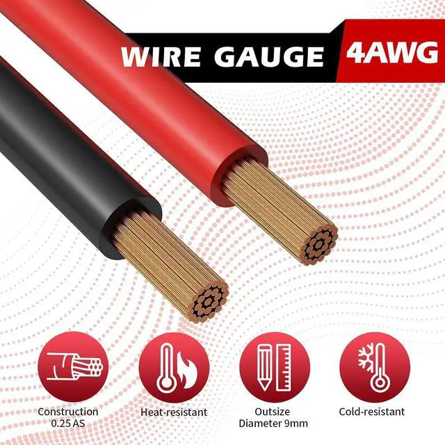 Alt view image 6 of 7 - 7 FT Quick Disconnect Winch Power Cable, 4 Gauge 4 AWG Copper Wiring, Quick Connect and Disconnect Cables Heavy Duty Battery Wiring Kit