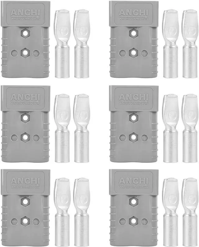 Main image of 350A Forklift Battery Connector 2/0 AWG Gray 350A 600V Plug, Jumper Cable Plug Connect/Disconnect for Recovery Winch, Towing Systems (6PCS 350A Gray)