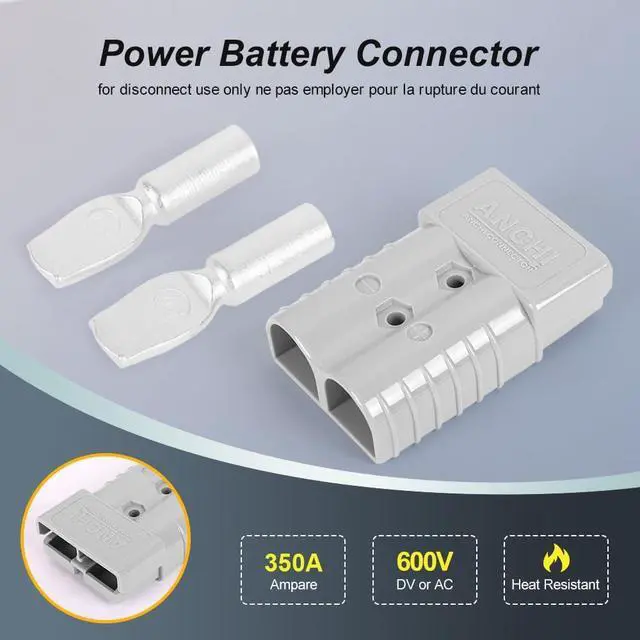 Alt view image 2 of 6 - 350A Forklift Battery Connector 2/0 AWG Gray 350A 600V Plug, Jumper Cable Plug Connect/Disconnect for Recovery Winch, Towing Systems (4PCS 350A Gray)