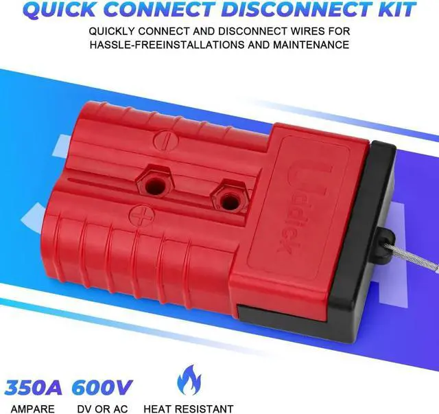 Alt view image 2 of 6 - 4PCS 350A 2/0 Gauge Battery Cable Quick Connect/Disconnect Connector Plug Kit with 4 Wire Harness Dust Cover(Red)