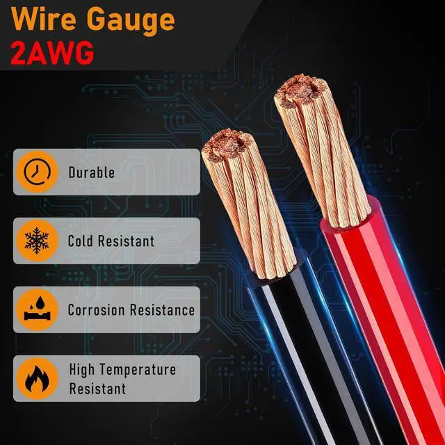 Alt view image 3 of 7 - 24 FT Quick Disconnect Winch Power Cable, 2 Gauge 2 AWG Copper Wiring, Heavy Duty Quick Disconnect Cables with Quick Connect Plugs, for a Wide Range of Winching Applications