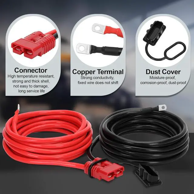 Alt view image 4 of 7 - 24 FT Quick Disconnect Winch Power Cable, 2 Gauge 2 AWG Copper Wiring, Heavy Duty Quick Disconnect Cables with Quick Connect Plugs, for a Wide Range of Winching Applications