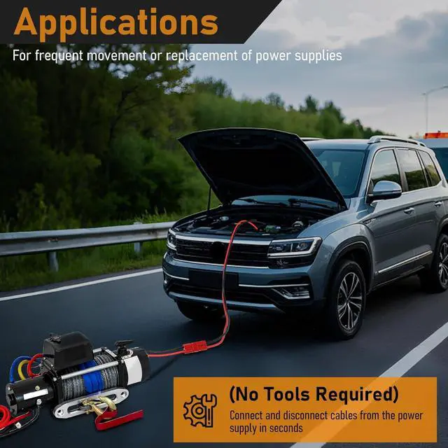 Alt view image 6 of 7 - 24 FT Quick Disconnect Winch Power Cable, 2 Gauge 2 AWG Copper Wiring, Heavy Duty Quick Disconnect Cables with Quick Connect Plugs, for a Wide Range of Winching Applications