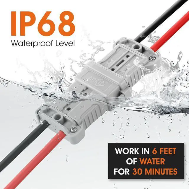 Alt view image 3 of 7 - Waterproof Battery Quick Connect Disconnect with 8.2FT 8 Awg Cable, 50 Amps 6-8 Gauge Ip68 Jumper Cable Plug Connector Kit for Recovery Winch, Towing Systems