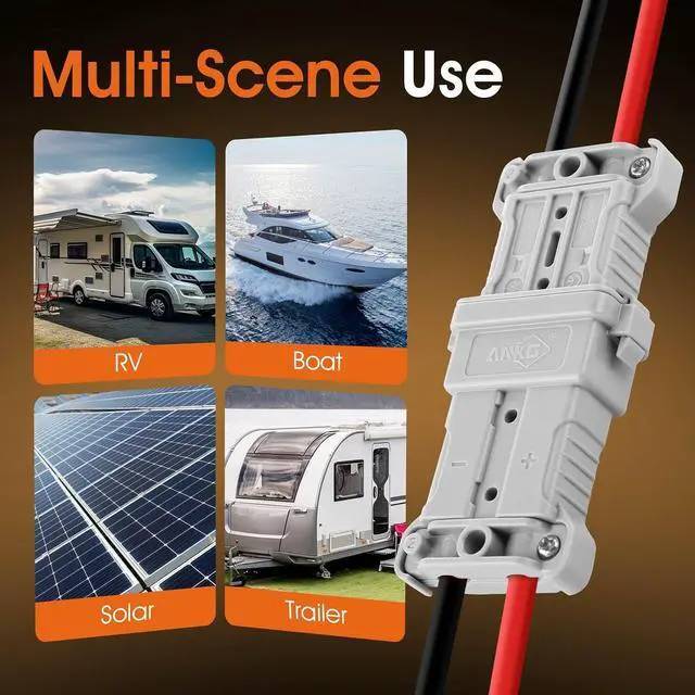 Alt view image 6 of 7 - Waterproof Battery Quick Connect Disconnect with 8.2FT 8 Awg Cable, 50 Amps 6-8 Gauge Ip68 Jumper Cable Plug Connector Kit for Recovery Winch, Towing Systems