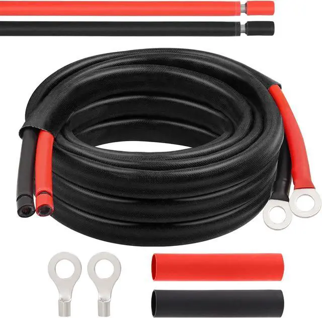 Main image of Solar Battery Cable - 10 Gauge 15FT Power Inverter Cable with PV Flame Retardant Protective Sleeving Connect Battery and Charge Controller for Solar Panel Automotive RV Motorcycle Marine