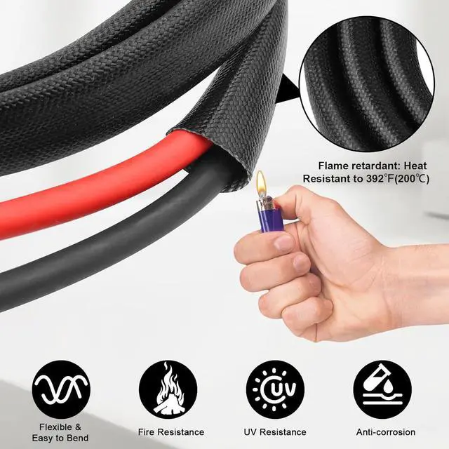 Alt view image 4 of 7 - Solar Battery Cable - 10 Gauge 15FT Power Inverter Cable with PV Flame Retardant Protective Sleeving Connect Battery and Charge Controller for Solar Panel Automotive RV Motorcycle Marine