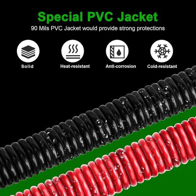 Alt view image 6 of 7 - 1/0 Gauge Battery Cable - 3FT Red + 3FT Black 1/0 AWG Welding Cable Flexible Stranded Oxygen-Free Pure Copper Wire for Automotive, Battery, Inverter, Solar, Marine and Generator