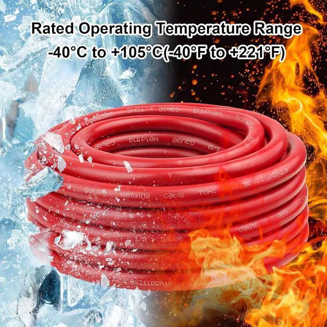 Alt view image 7 of 7 - 1/0 Gauge Battery Cable - 3FT Red + 3FT Black 1/0 AWG Welding Cable Flexible Stranded Oxygen-Free Pure Copper Wire for Automotive, Battery, Inverter, Solar, Marine and Generator