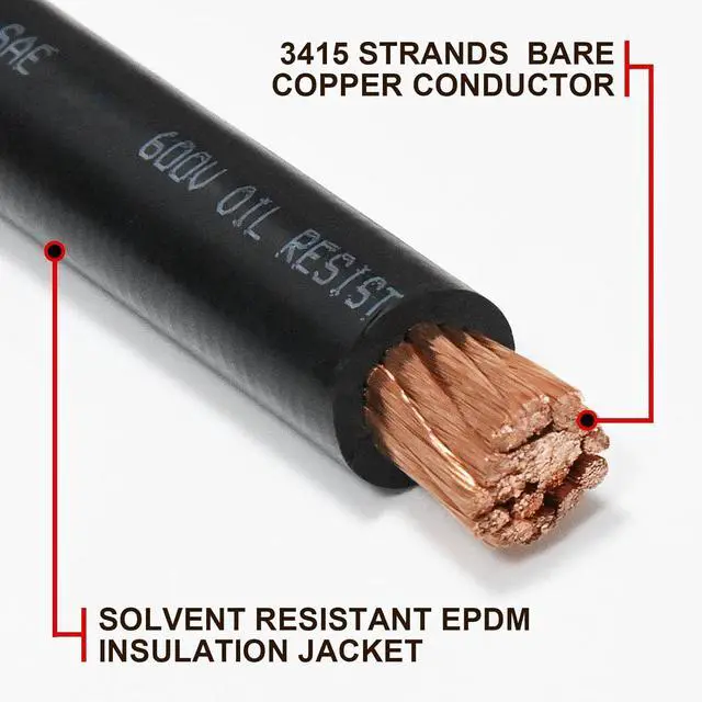 Alt view image 3 of 7 - 4/0 Gauge Wire 5 Feet Black+5 Feet Red 4/0 AWG Flexible Welding Battery Copper Cable for Car Solar Marine Inverter RV, 5pcs 5/16""&5pcs 3/8""Copper Terminal Cable Lug+Heat Shrink Tubing
