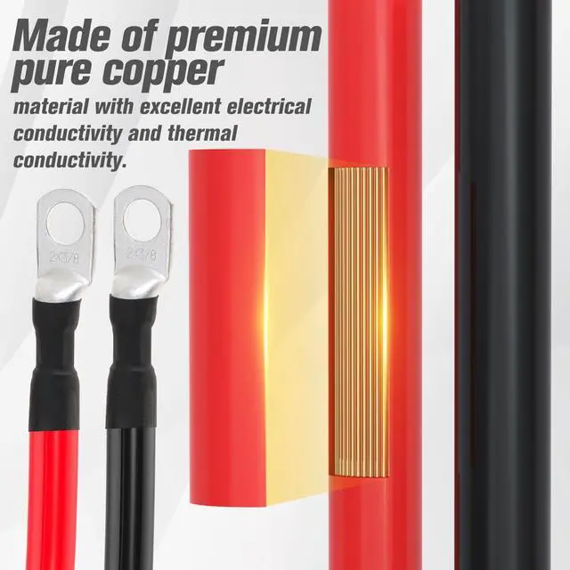 Alt view image 4 of 7 - 2 AWG Battery Cable 2AWG Gauge Battery Inverter Cables for Automotive Solar Marine Boat RV Car Motorcycle (2 AWG, 5FT, 3/8")